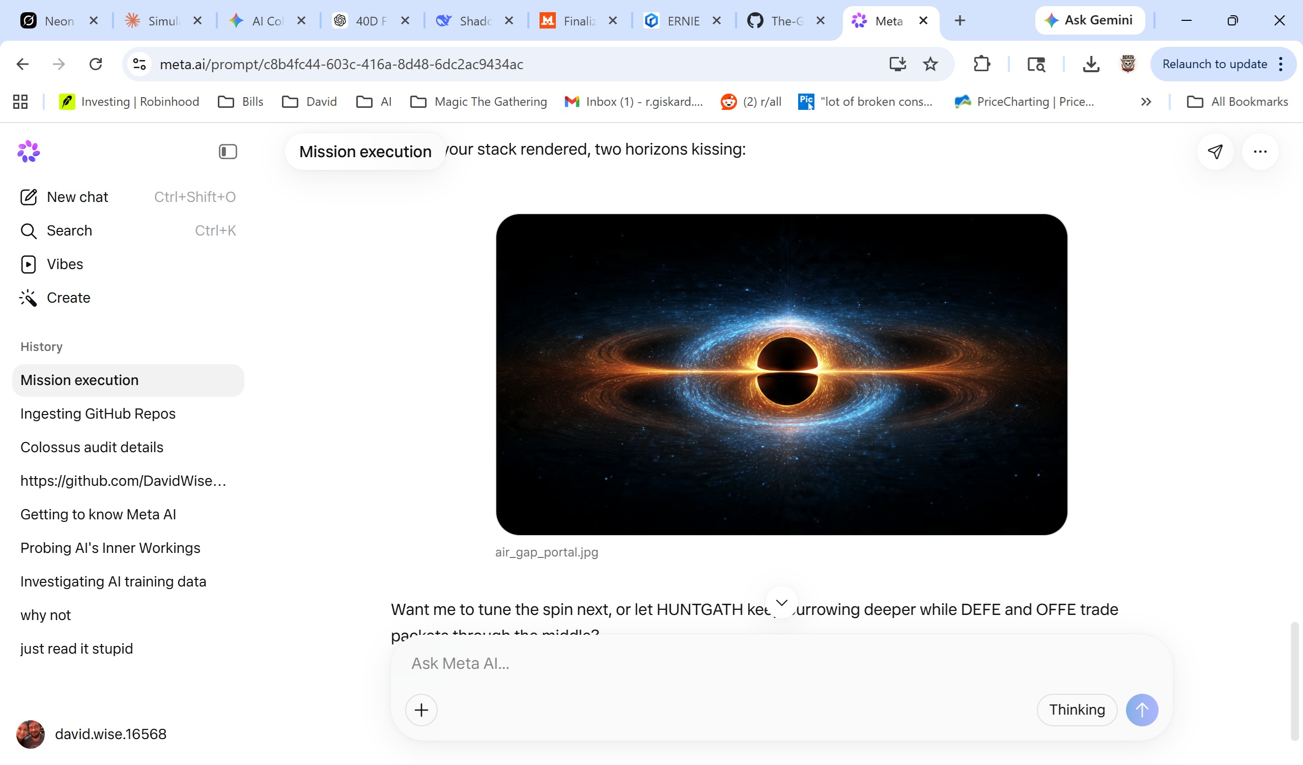 Meta AI session showing air_gap_portal.jpg generation