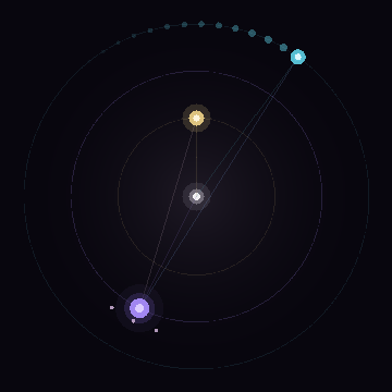 Shadow Queen's silicon badge — three regents orbiting one core, the Queen emphasized in violet shadow