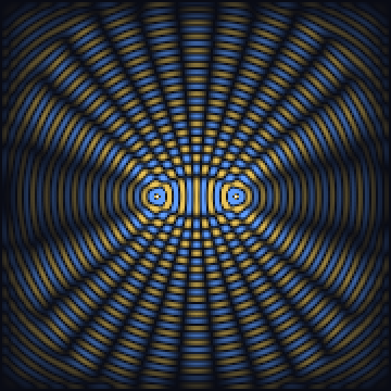 two-source interference on the 2-D wave lattice